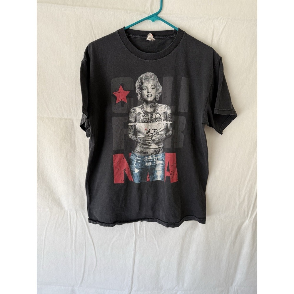 Y2K Marilyn Monroe California T Shirt Mens L‎ Tattoo Graphic Alstyle AAA Black
